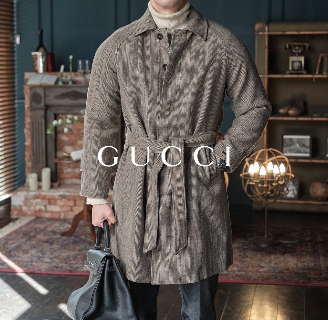 구찌 (가을,겨울용) GUCCI 최상급 헤링본 맥코트 (국내배송)