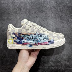 루이비통X나이키 콜라보 LV x Air Force 1 Air Force 화이트 카키 체커보드 그래피티  (해외배송)