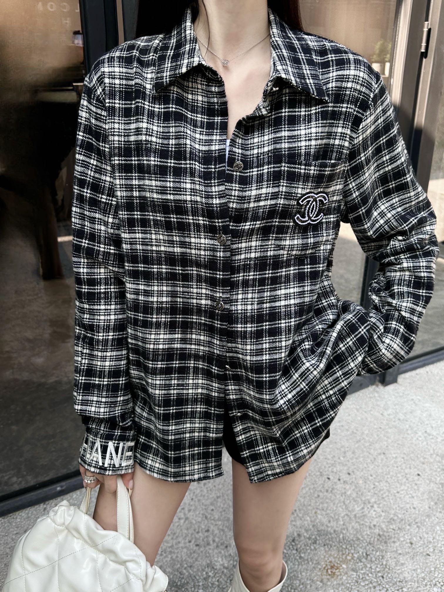 샤넬 체크무늬 셔츠 2컬러 (해외배송)
