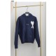 아미 AMI de Coeur Oversize Intarsia Hoodie Nautic Blue White (국내배송)