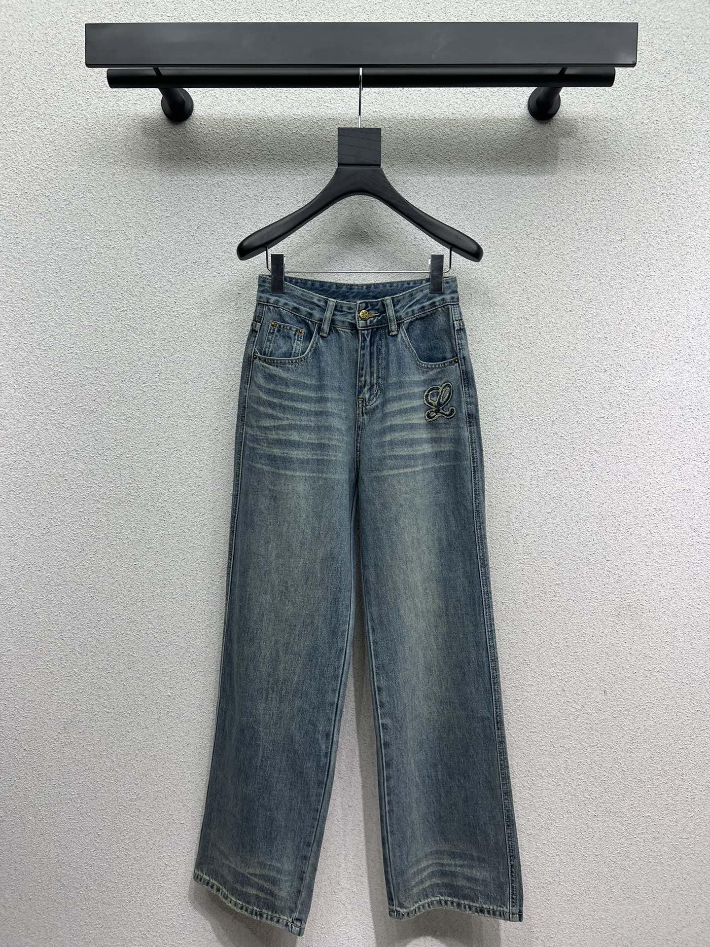 로에베 데님 스트레이트 레그 와이드 레그 팬츠  (해외배송)