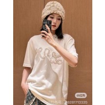 루이비통 리본 자수 울 반팔 티셔츠 티 (해외배송)