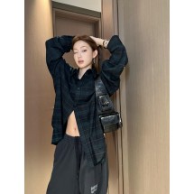 발렌시아가 퍼지 레터 체크 롱슬리브 셔츠 (해외배송)