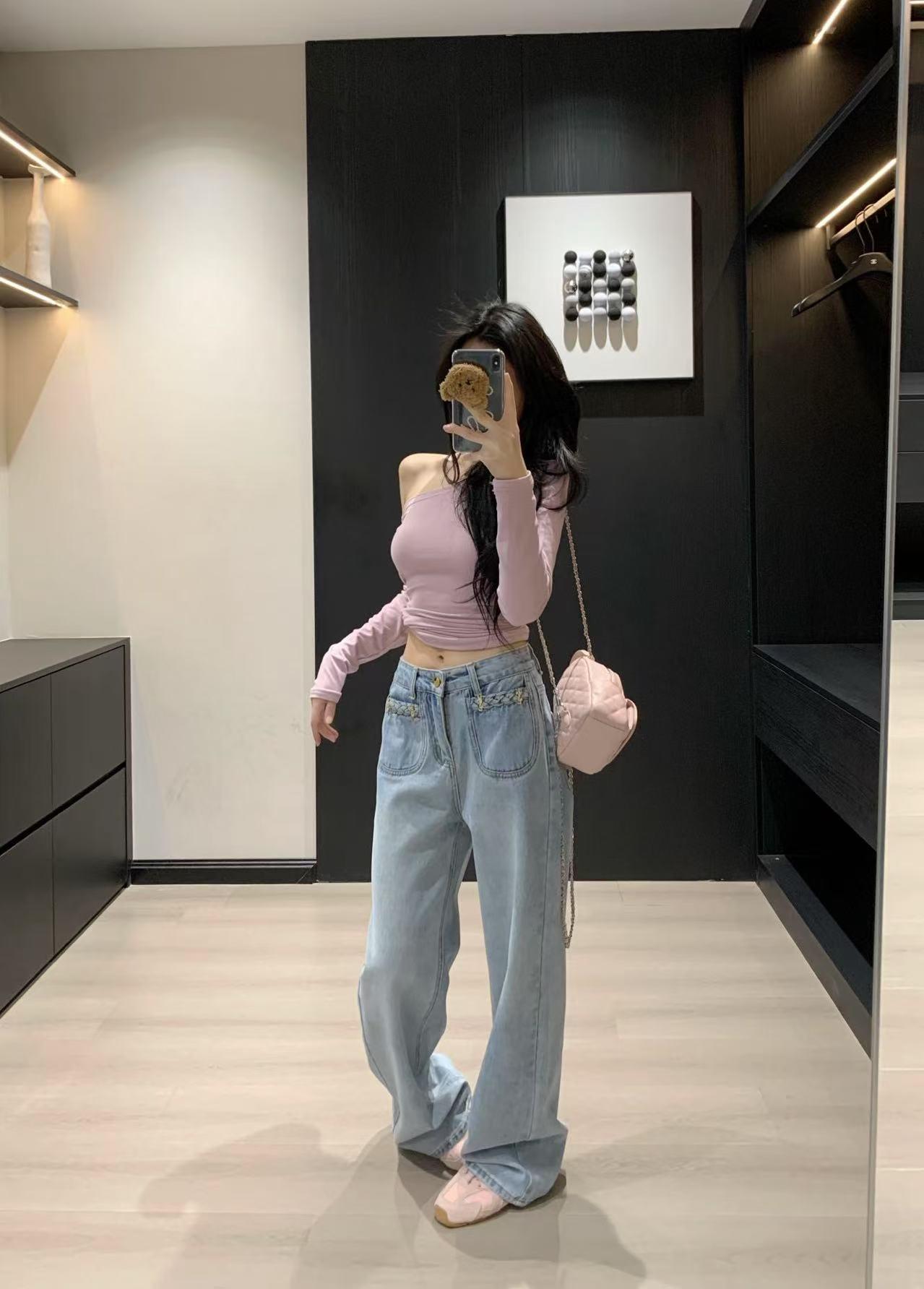 입생로랑 데님 와이드 레그 스트레이트 팬츠 2컬러 (해외배송)
