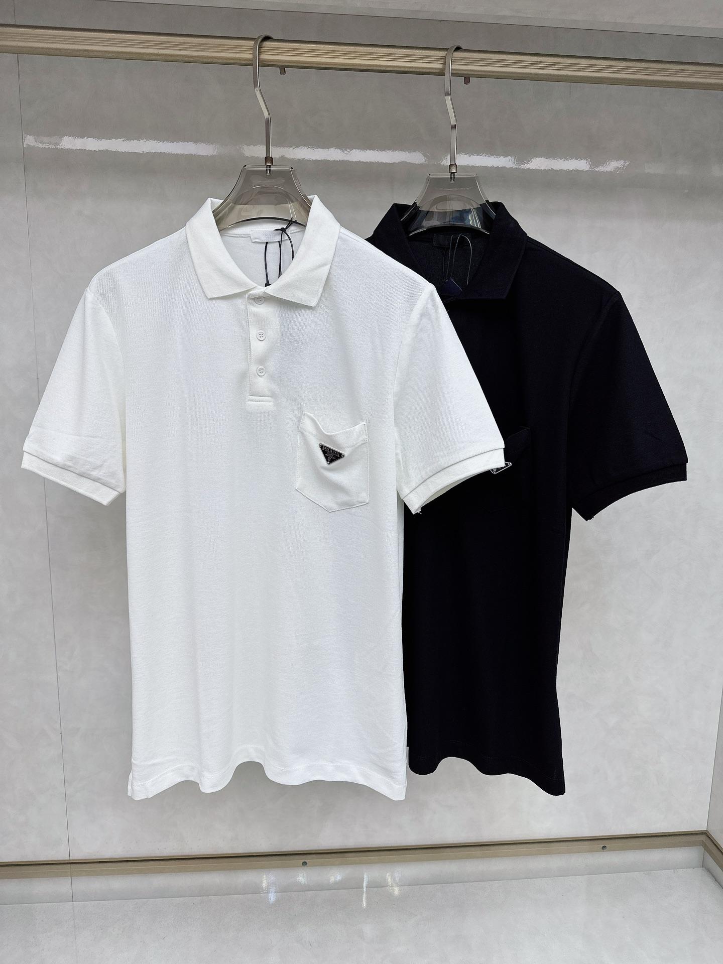 프라다 PRADA 포켓 스틸 로고 폴로 셔츠 (해외배송)