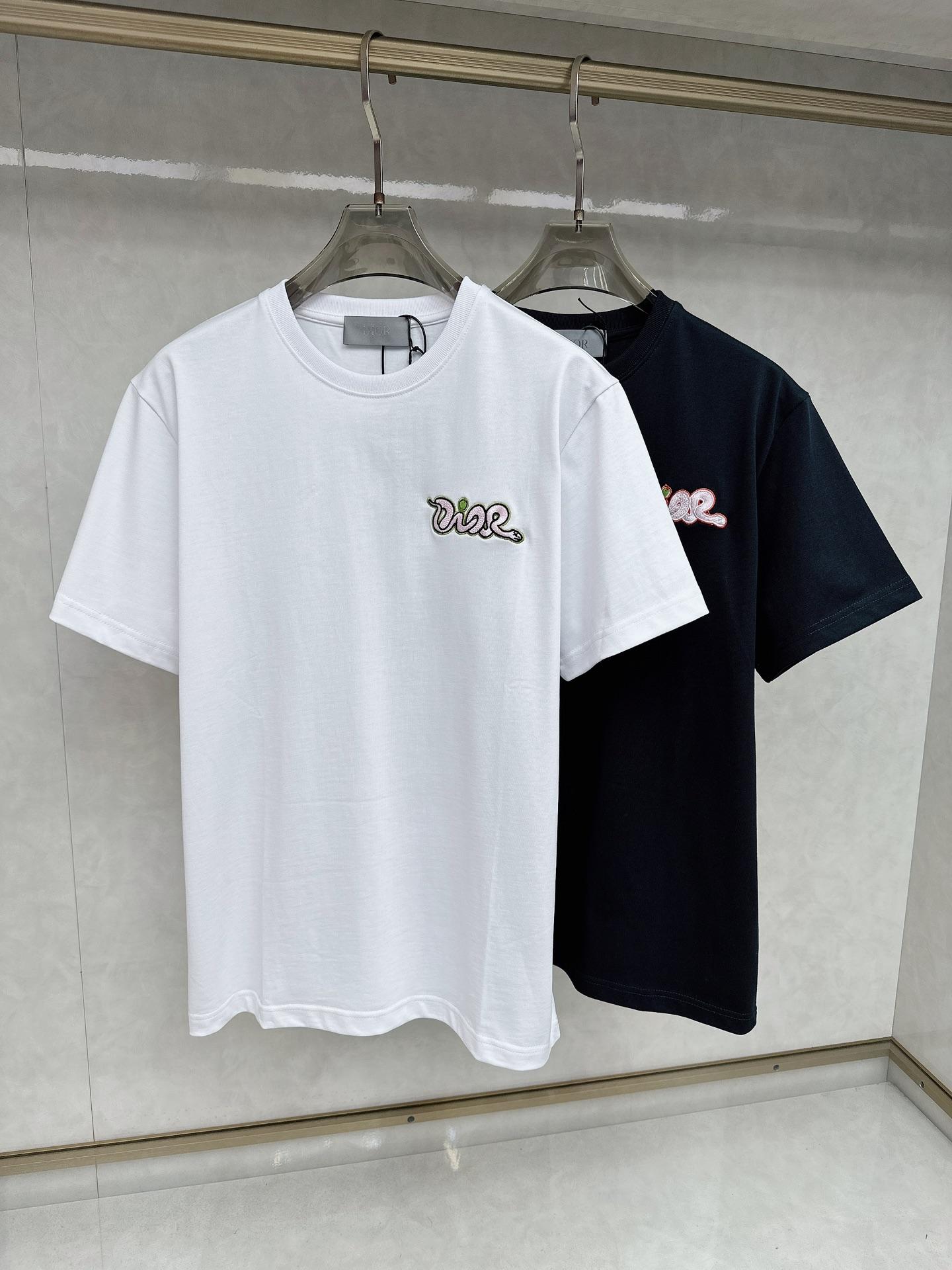 디올 스네이크 자수 라운드넥 반팔 티셔츠 2컬러 (해외배송)