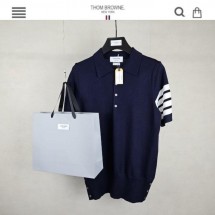 톰브라운 사선완장 카라 반팔니트 신상 네이비 (국내배송)