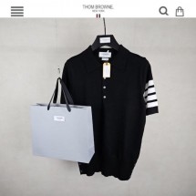 톰브라운 사선완장 카라 반팔니트 신상 블랙 (국내배송)