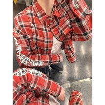 크롬하츠 신상 스트라이프 플레드 스티칭 실버 버튼 카디건 셔츠 (해외배송)