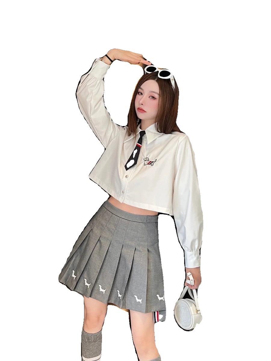톰브라운 강아지 자수 패턴 슬릿 스커트 2컬러 (해외배송)