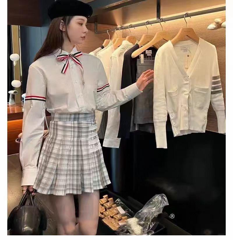 톰브라운 TB 클래식 플레드 스트라이프 슬릿 스커트 (해외배송)