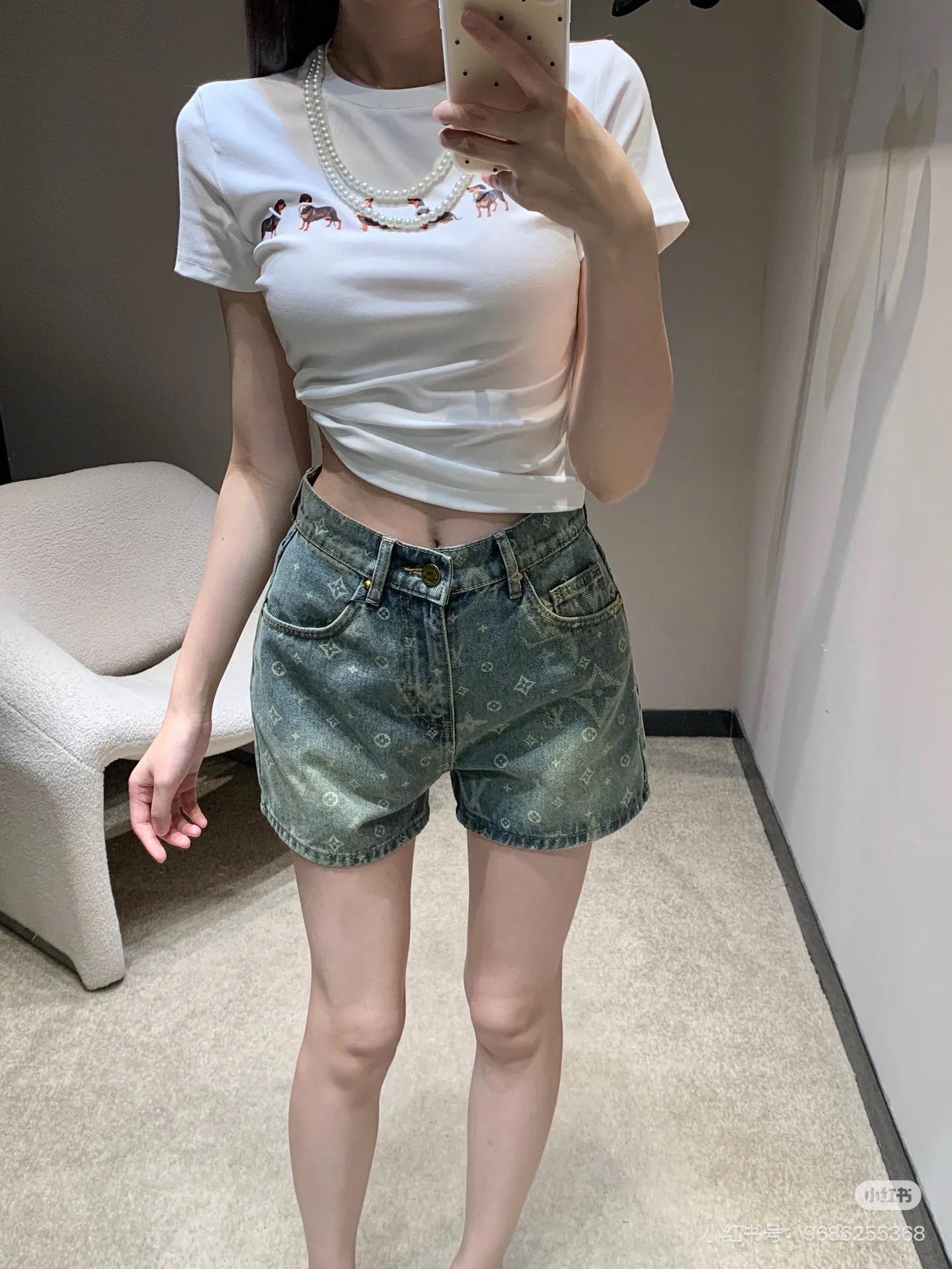 루이비통 올드 플라워 프린트 데님 반바지 (해외배송)