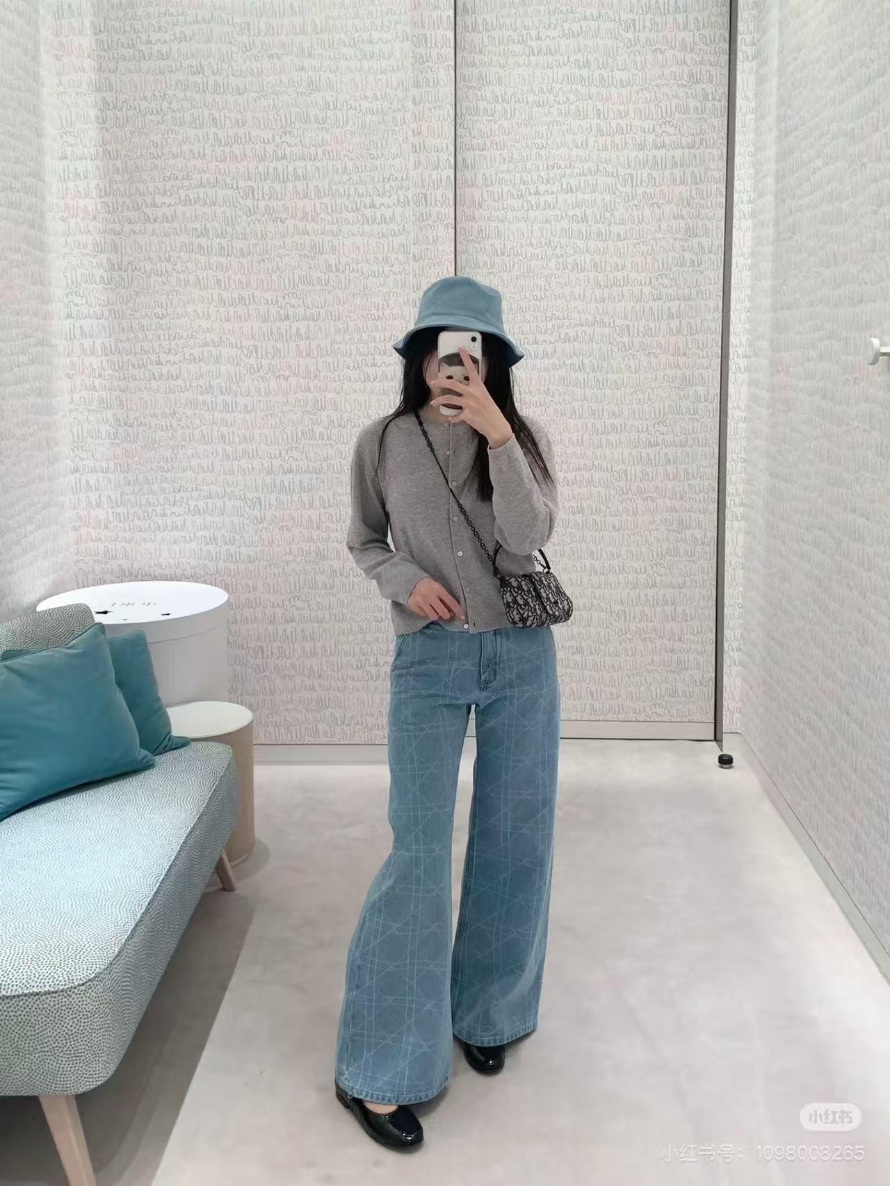 디올  다이아몬드 레이저 자수 문자 로고 데님 바지 (해외배송)