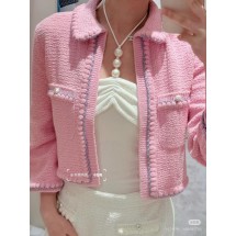 샤넬 25P 초봄 신상품 핑크 워븐 카디건 (정품급 해외배송)