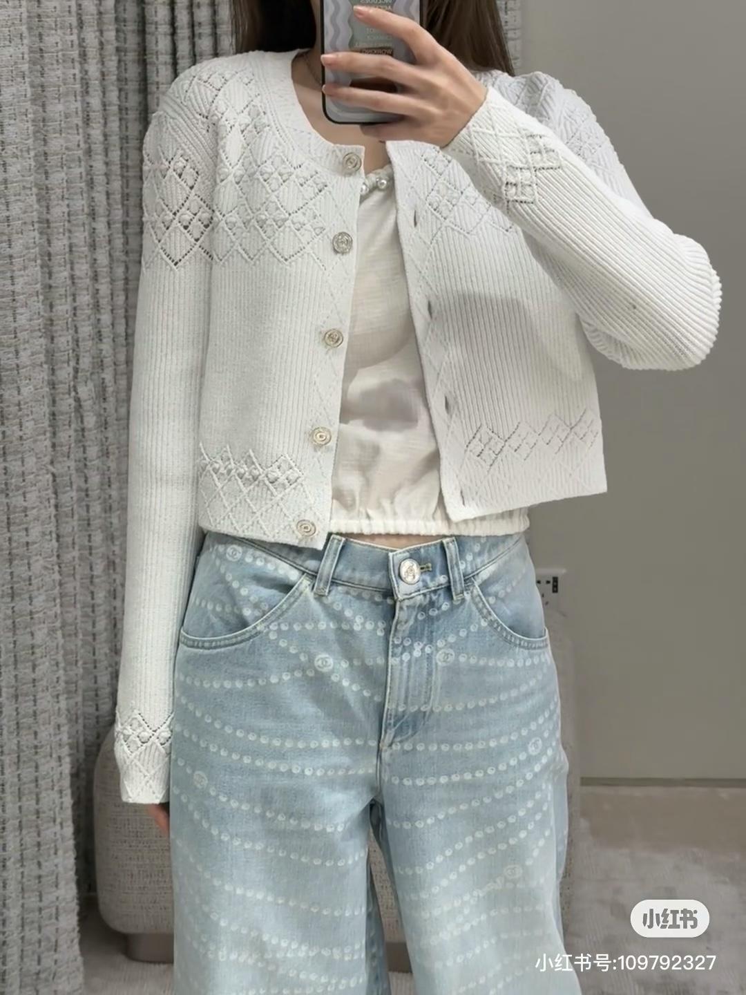 샤넬 크로셰 뜨개질 카디건 2컬러 (해외배송)