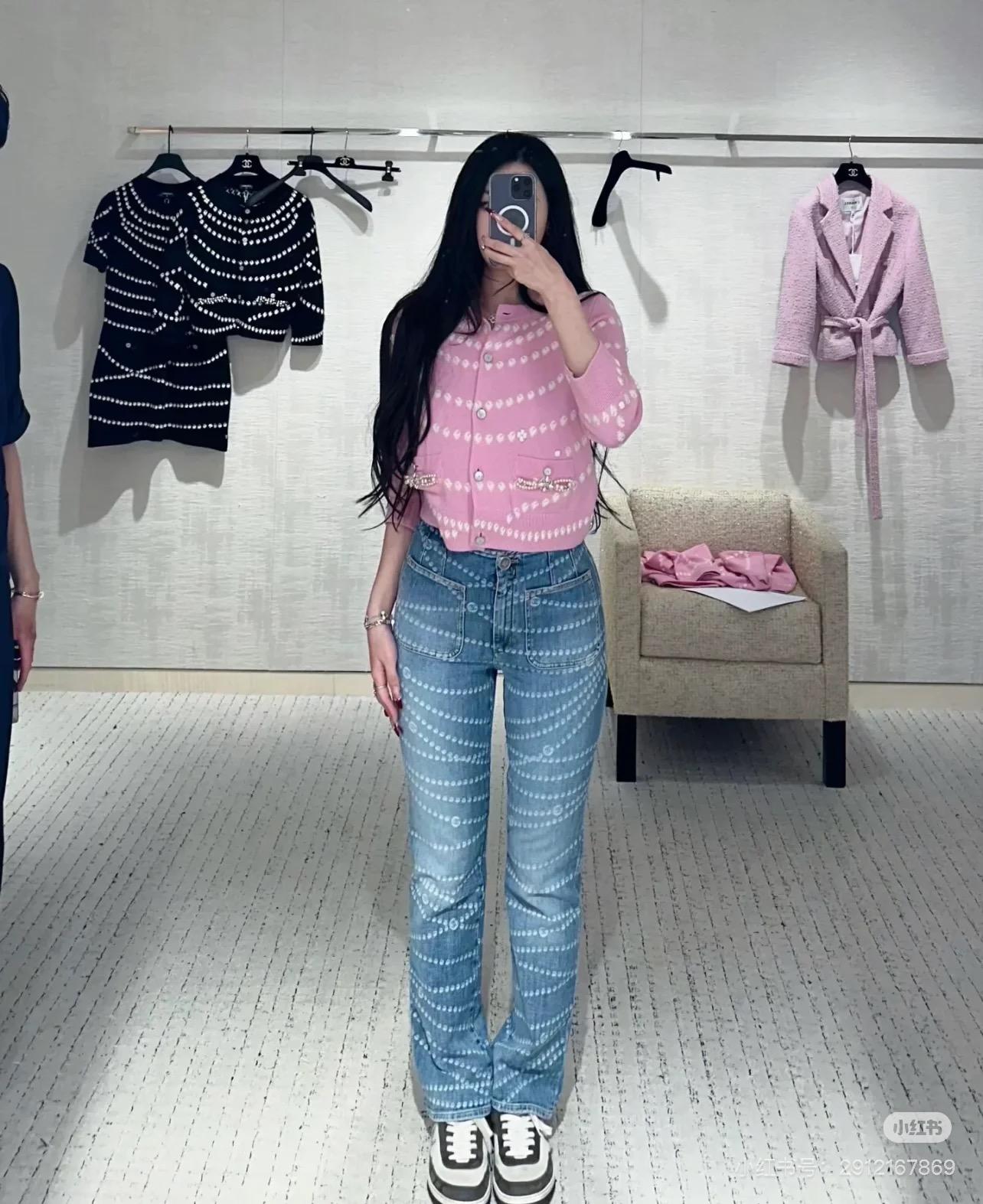 샤넬 진주 물방울무늬 스트레이트 팬츠 3컬러 (정품급 해외배송)