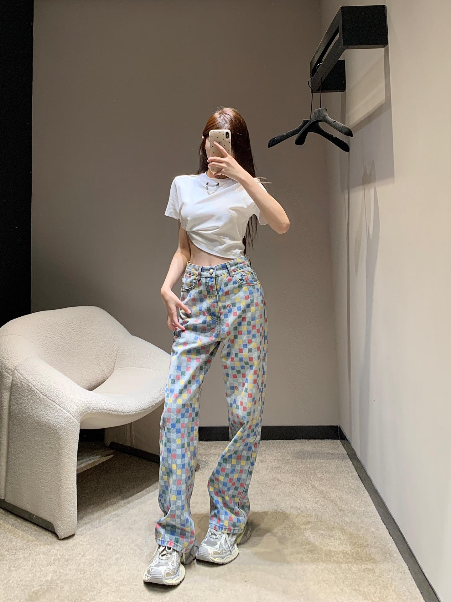 루이비통 컬러풀 체커보드 팬츠 (해외배송)