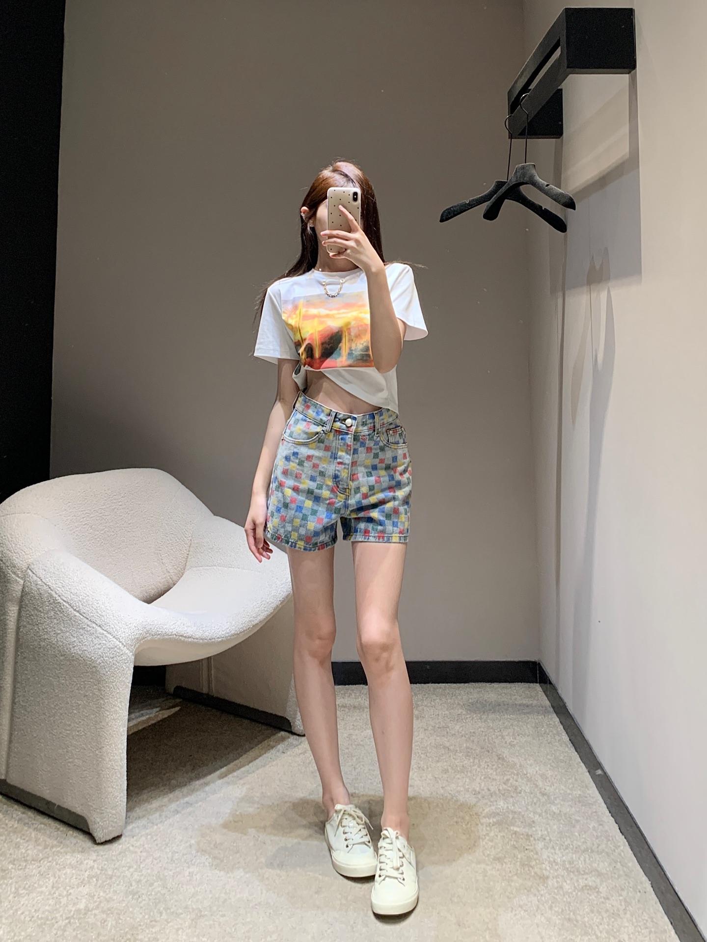루이비통 컬러풀 체커보드 반바지 (해외배송)