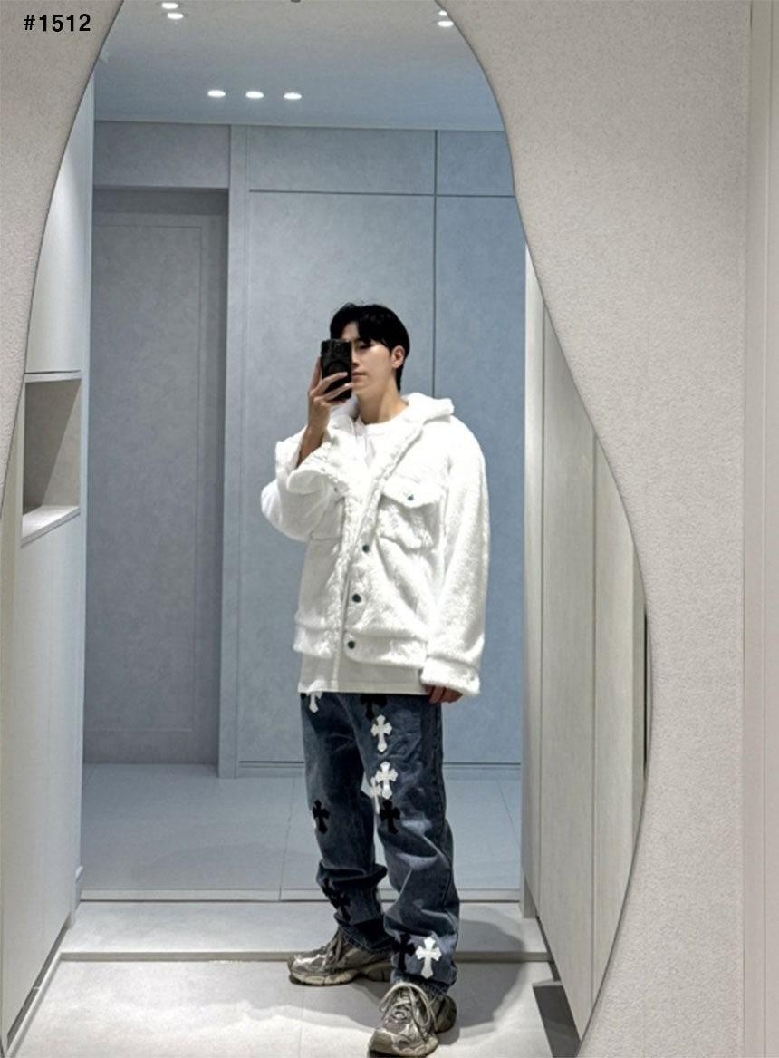 크롬하츠 블랙 화이트 크로스 패치 데님진 (국내배송)