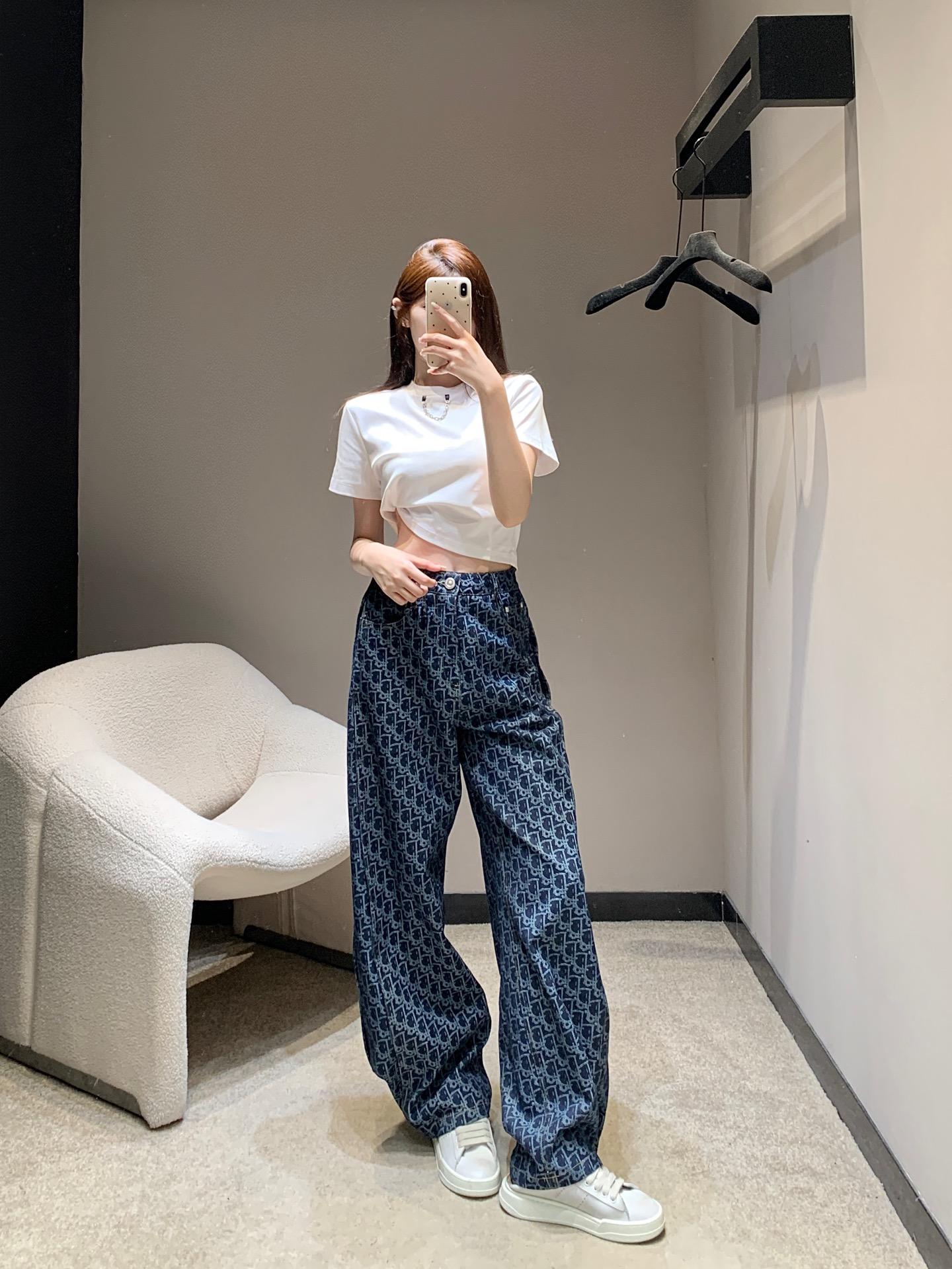 디올 데님 와이드 레그 팬츠 (해외배송)