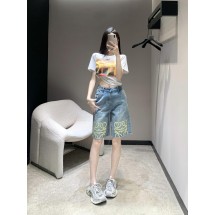 로에베 프린트 로우 엣지 데님 반바지 (해외배송)