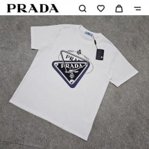 프라다 삼각로고 라운드 티셔츠 남여공용 화이트 (국내배송)