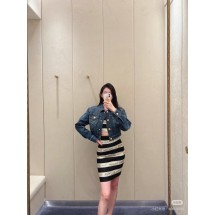 발망 줄무늬 문자 힙 스커트 (해외배송)
