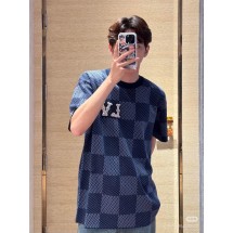 루이비통 블루 체커보드 다이아몬드 니트 반팔 (해외배송)