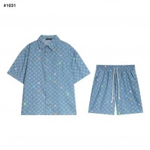루이비통 타일러 자수 데님 셔츠 & 하프 팬츠 셋 (국내배송)