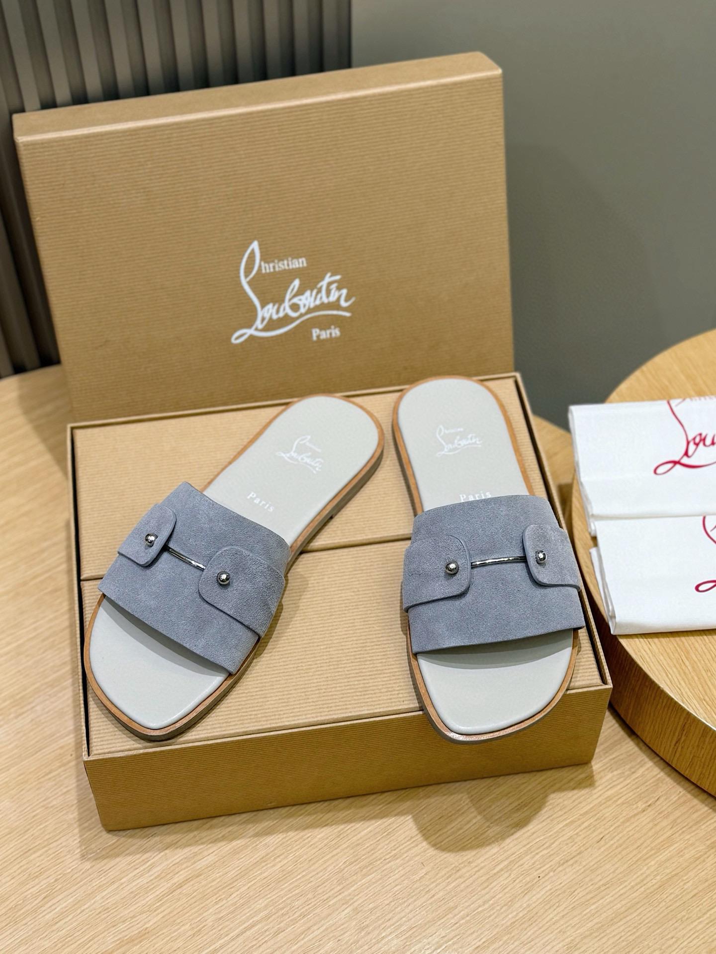 루부탱 남성 여름 가죽 슬리퍼 샌들 (해외배송)