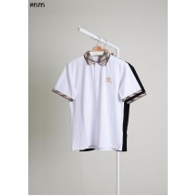 버버리 EKD 골드 자수 체크 카라 피케 폴로 티셔츠 (국내배송)