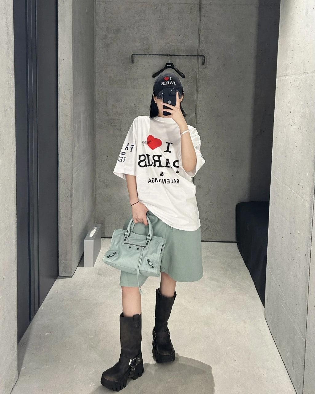 발렌시아가 민트 그린 자수 레터 반바지 (해외배송)