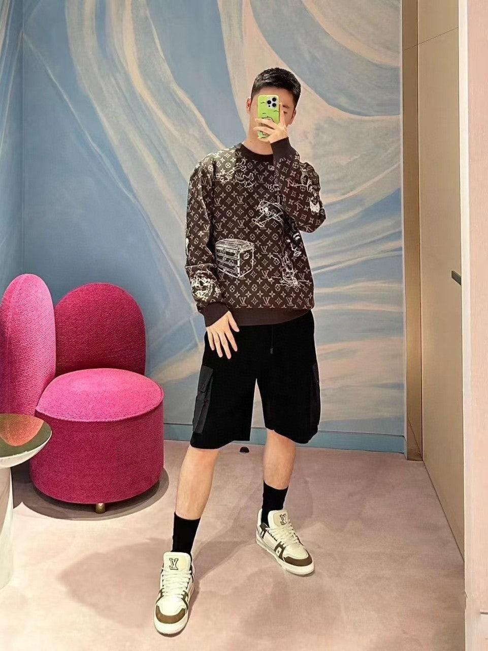 루이비통 엠보싱 패치 드로스트링 울 반바지 (해외배송)