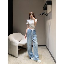 발렌티노 25Ss 신상 봄여름 얇은 콘트라스트 허리 워싱 캐주얼 청바지 (해외배송)