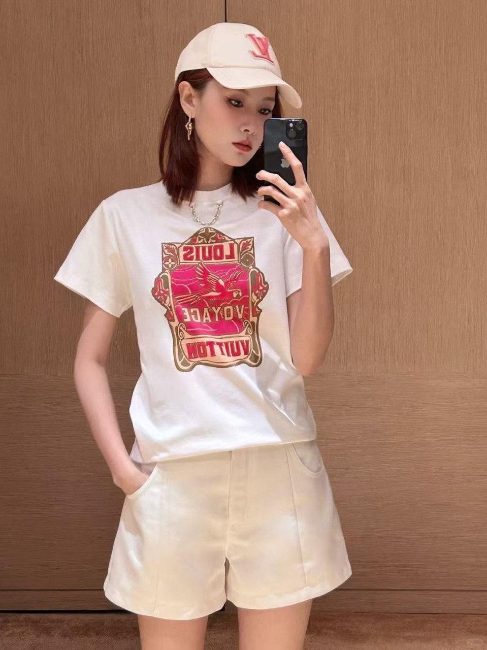 루이비통 클래식 모노그램 프린트 체인 반팔 티셔츠 (해외배송)