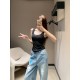미우미우 25Ss 신상 봄 여름 레터 패치 라인스톤 조끼 (해외배송)
