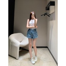 샤넬 25Ss 신상품 봄 여름 무거운 스팽글 데님 반바지