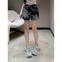 루이비통 모자이크 블랙 앤 그레이 플레드 데님 반바지 (해외배송)