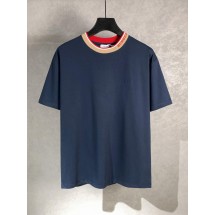 버버리 칼라 스트라이프 레터 라운드넥 반팔 티셔츠 (해외배송)