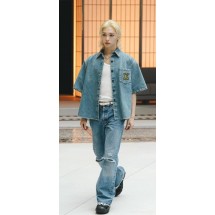 루이비통 포켓 자수 커스텀 다이 데님 반팔 (정품급 해외배송)