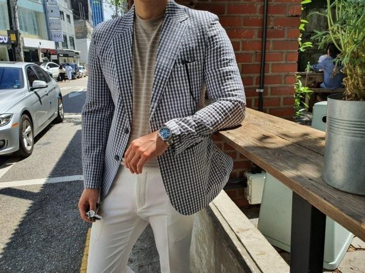 구찌 G사의 시어서커 투스체크 스포츠 자켓 (국내배송)