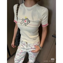 샤넬 피쉬 자카드 반팔 니트 스웨터 (해외배송)
