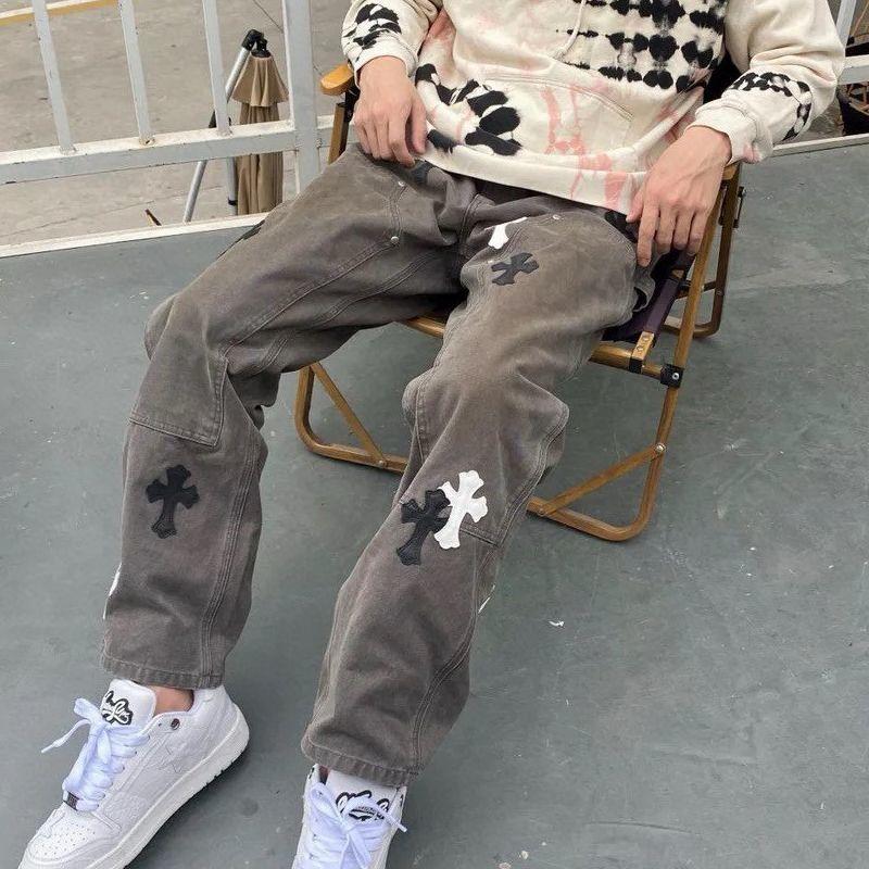 크롬하츠 크로스 레더 진 카고 로깅 팬츠 (해외배송)