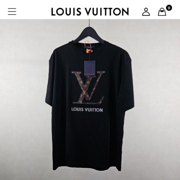 루이비통 LV 레더 자수 로고 라운드 티셔츠 남여공용 (국내배송)