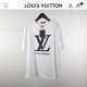 루이비통 LV 레더 자수 로고 라운드 티셔츠 남여공용 (국내배송)