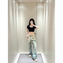 아크네스튜디오 레이스 글래스 비즈 3D 스테레오 프린팅 1981 데님 와이드 레그 팬츠 (해외배송)