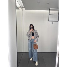 셀린느 스트라이프 로고 자카드 싱글 브레스트 라운드넥 재킷 (해외배송)