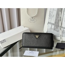 프라다 리치 그레인 소가죽 싱글 지퍼 지갑 (해외배송)