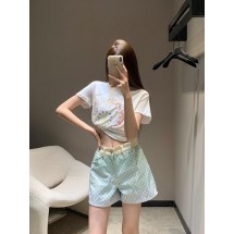 루이비통 체크 자카드 데님 반바지 (해외배송)