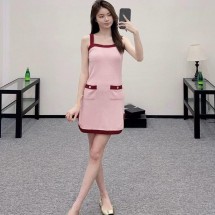 샤넬 25FW 퓨어 울 커스텀 다이드 콘트라스트 컬러 스티칭 서스펜더 원피스 (정품급 해외배송)